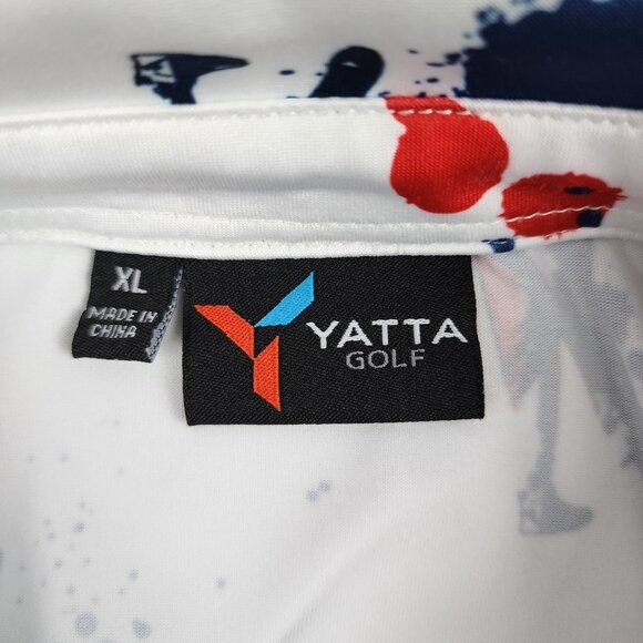 Yatta Golf Shirt Mens XL Multi Paint Splatter S/S Golf Polo - Picture 3 of 8